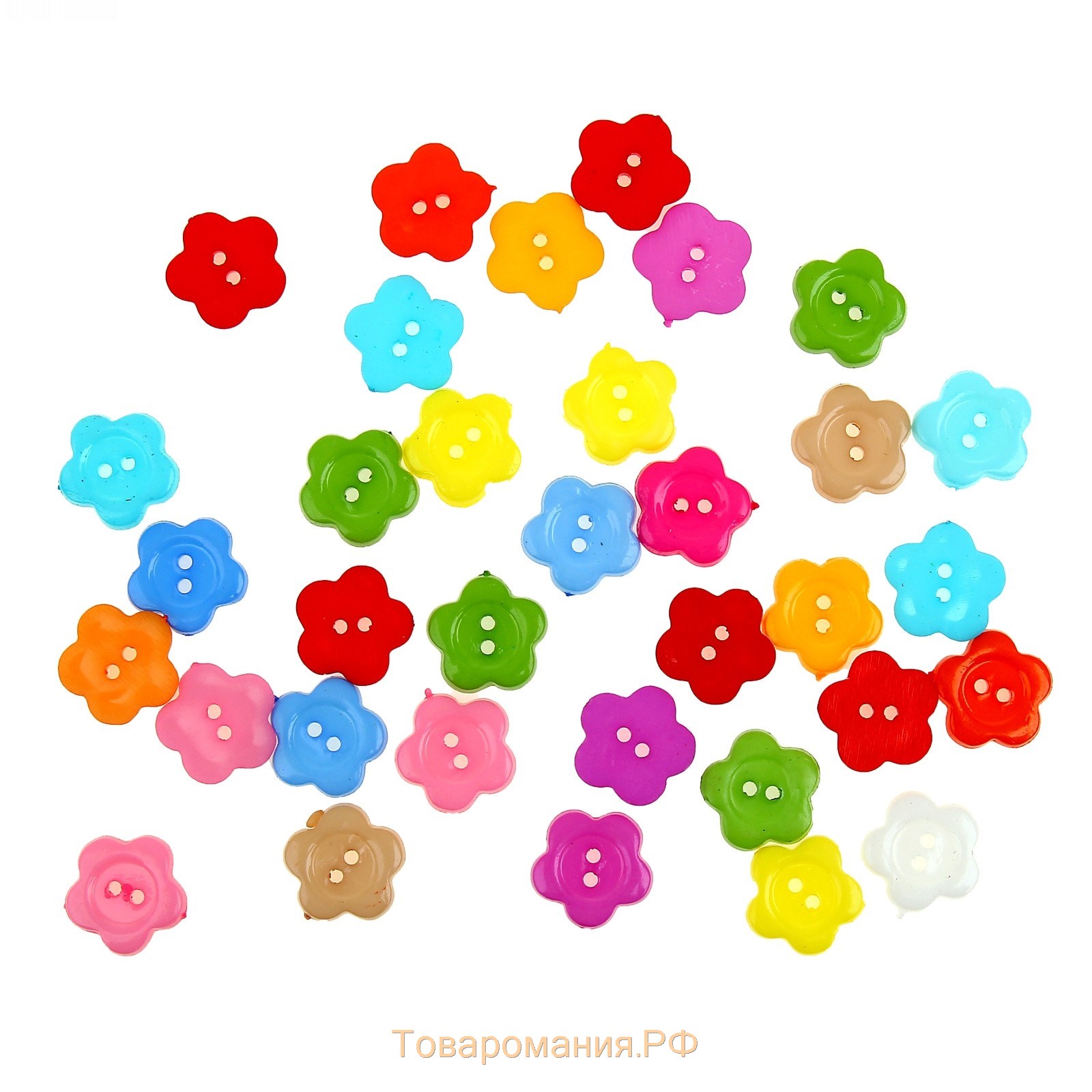 Набор пуговиц декоративных пластик "Цветочки" 1,2х1,2 см, МИКС