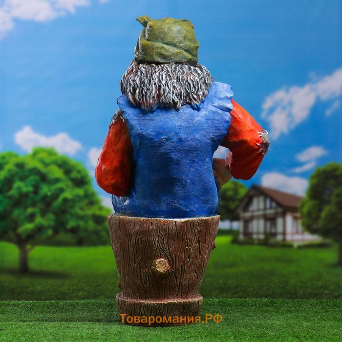 Садовая фигура из полистоуна «Баба Яга на ступе с кошкой», 74×36×40 см, МИКС