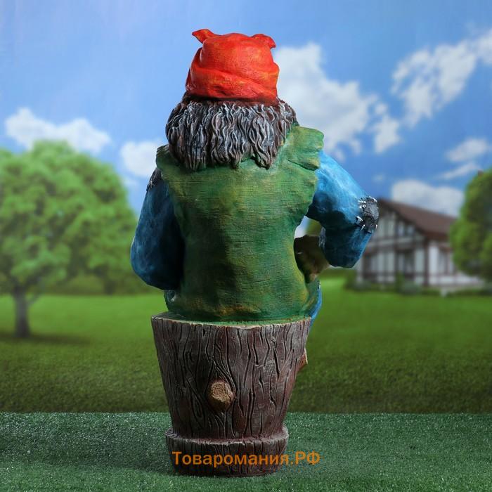 Садовая фигура из полистоуна «Баба Яга на ступе с кошкой», 74×36×40 см, МИКС