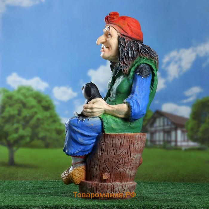 Садовая фигура из полистоуна «Баба Яга на ступе с кошкой», 74×36×40 см, МИКС