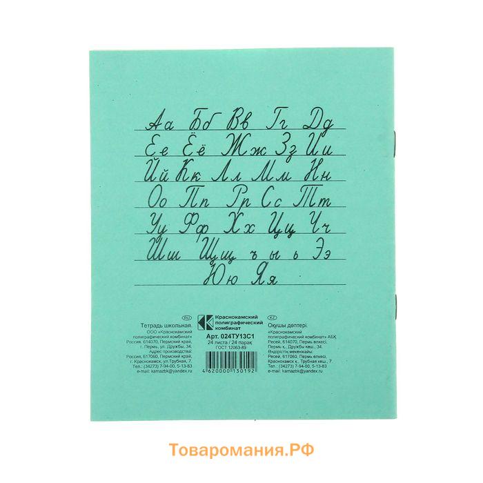 Тетрадь 24 листа в линейку «Зелёная обложка», серые листы, плотность 58-63 г/м²