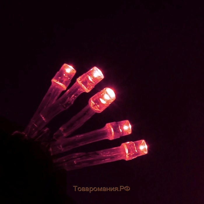 Гирлянда «Бахрома» 3 × 0.6 м, IP44, УМС, прозрачная нить, 160 LED, свечение красное, 220 В