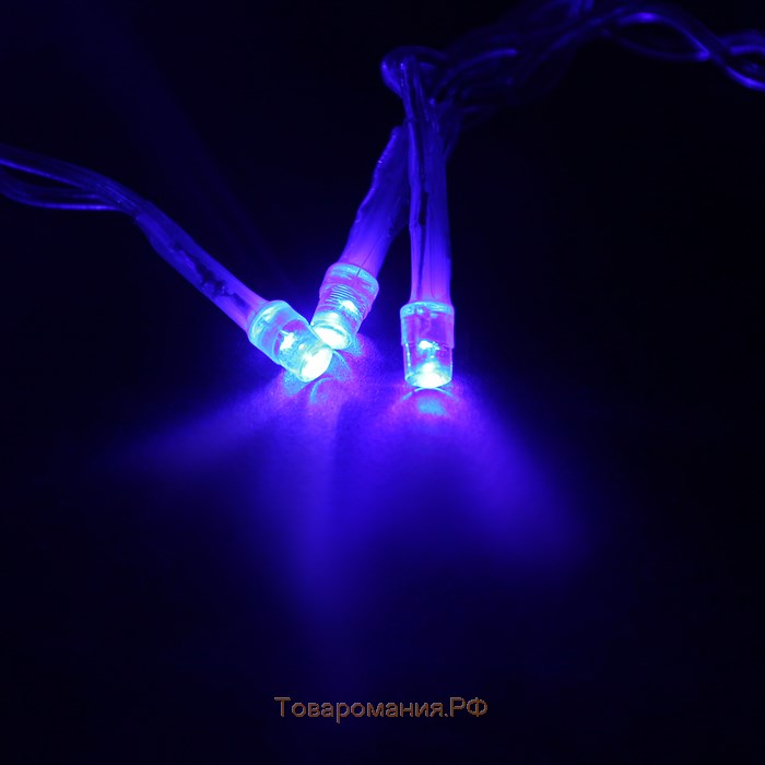 Гирлянда «Бахрома» 3 × 0.9 м, IP44, УМС, прозрачная нить, 232 LED, свечение синее, 220 В
