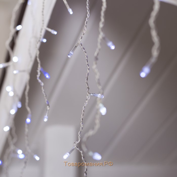 Гирлянда «Бахрома» 4 × 0.6 м, IP44, прозрачная нить, 180 LED, свечение белое, мерцание белым, 220 В