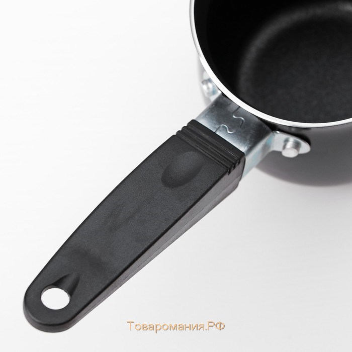 Турка «Услада», 450 мл, 9×8 см, пластиковая ручка, антипригарное покрытие, цвет чёрный