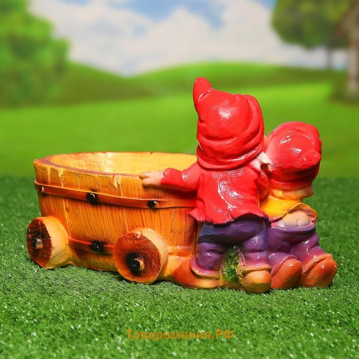 Садовая фигура из гипса «Два гнома с телегой», 19.5×32×17.5 см