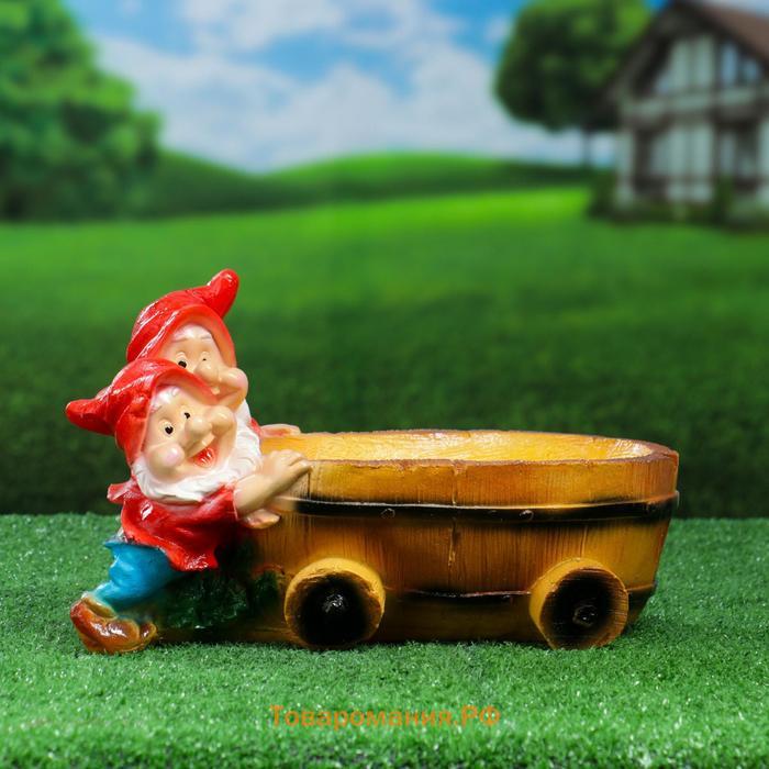 Садовая фигура из гипса «Два гнома с телегой», 19.5×32×17.5 см
