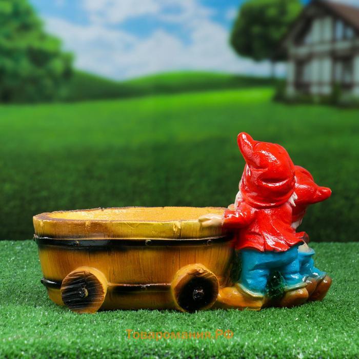 Садовая фигура из гипса «Два гнома с телегой», 19.5×32×17.5 см