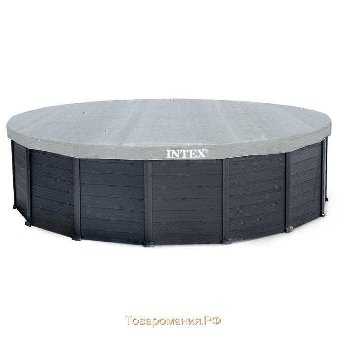 Бассейн каркасный INTEX Graphite Gray, 478×124 см, песочный фильтр-насос, лестница, тент, подстилка, 26384NP