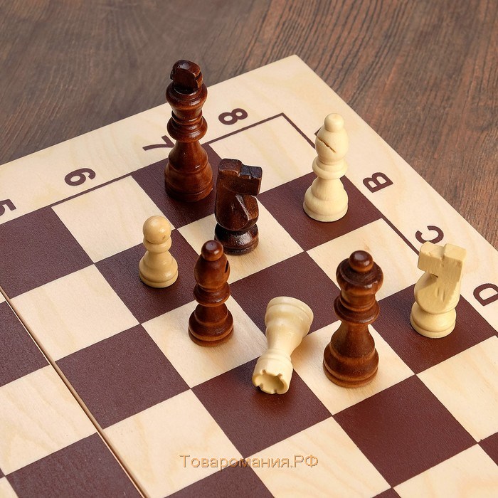 Шахматы деревянные обиходные 29 х 29 см, король h-9 см, пешка h-4 см