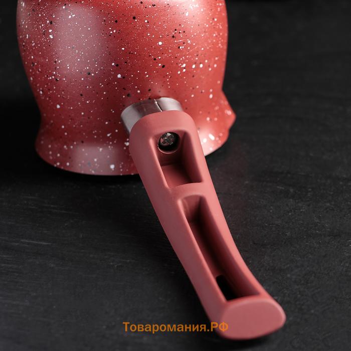Турка «Бордо», 300 мл, пластиковая ручка, антипригарное покрытие, цвет бордовый