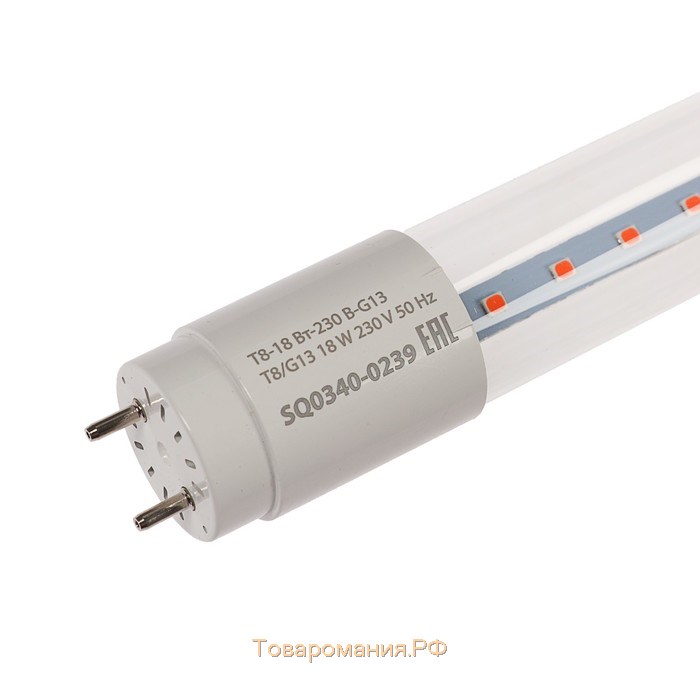 Фитолампа светодиодная TDM "ФИТО", T8, G13, 18 Вт, 1200 мм, 230 В, мультиспектральная