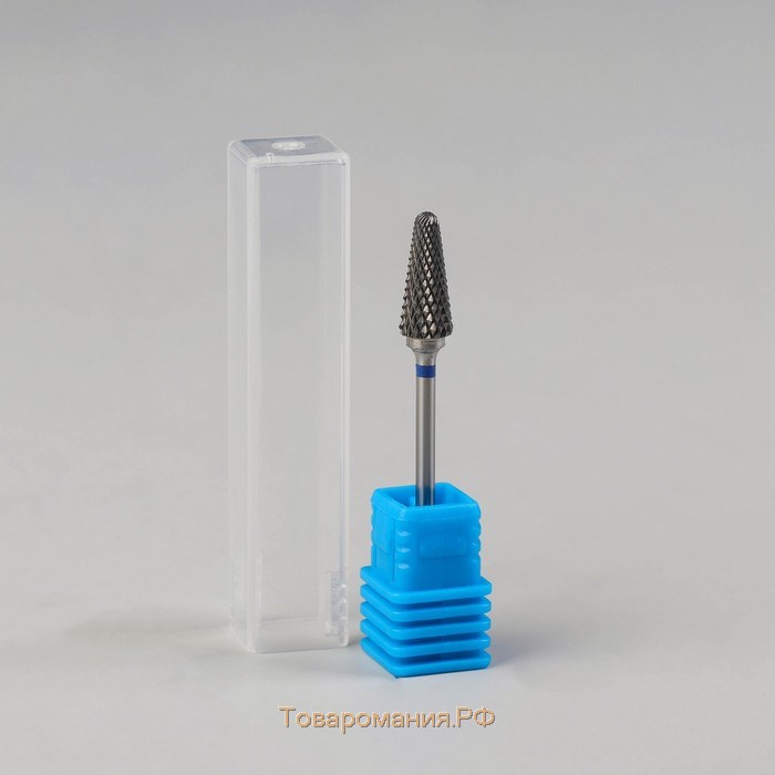 Фреза твердосплавная для маникюра «Конус», средняя нарезка, 6 × 15 мм, в пластиковом футляре