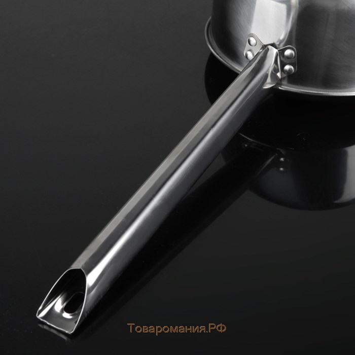 Ковш из нержавеющей стали с длинной ручкой, 1,8 л, 41×16×9,5 см, металлическая ручка, цвет серебряный