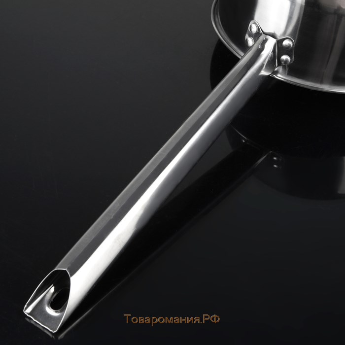 Ковш из нержавеющей стали с длинной ручкой, 2,1 л, d=18 см, металлическая ручка, цвет серебряный