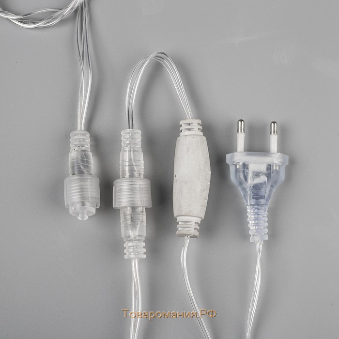 Гирлянда «Бахрома» 3 × 0.6 м, IP44, УМС, прозрачная нить, 160 LED, свечение тёплое белое, мерцание белым, 220 В