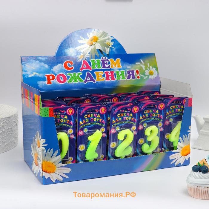 Шоу-бокс со свечами для торта цифры "Люминесцентные", 10,2 см, 50 штук