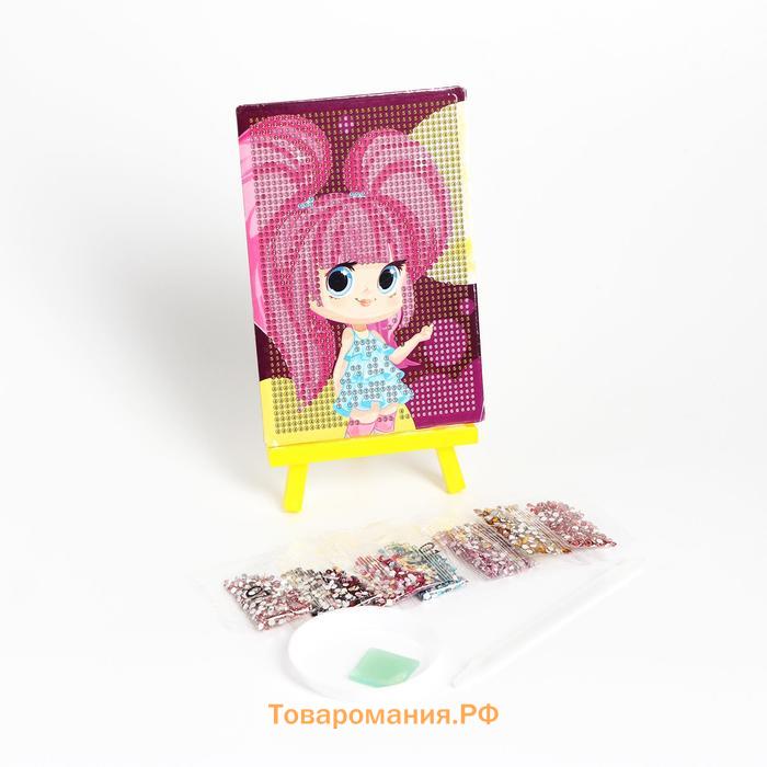 Алмазная мозаика для детей «Милая девочка» + ёмкость, стержень с клеевой подушечкой