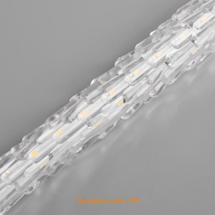 Гирлянда «Сосульки рифленые» 2.5 × 0.3 м, IP65, прозрачная нить, 192 LED, свечение белое с эффектом стекания, 12 В