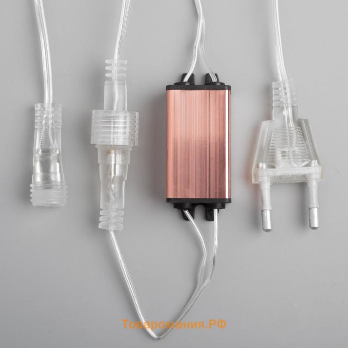 Гирлянда «Сосульки рифленые» 2.5 × 0.3 м, IP65, прозрачная нить, 192 LED, свечение белое с эффектом стекания, 12 В