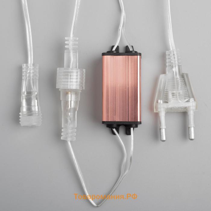 Гирлянда «Сосульки рифленые» 2.5 × 0.42 м, IP65, прозрачная нить, 288 LED, свечение белое с эффектом стекания, 12 В
