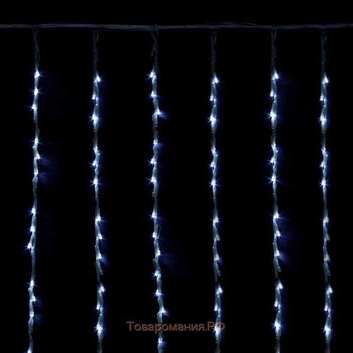 Гирлянда «Водопад» 2 × 1.5 м, IP44, прозрачная нить, 400 LED, свечение белое, 8 режимов, 220 В