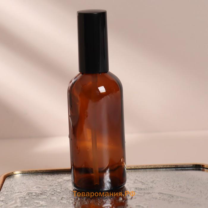 Флакон стеклянный для парфюма, с распылителем, 100 мл, цвет коричневый/чёрный