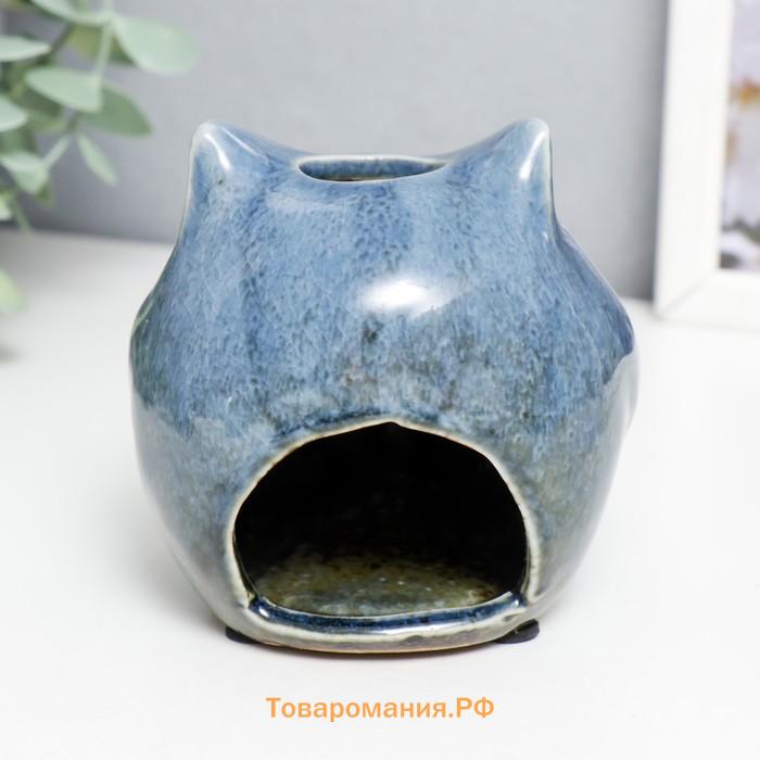 Подсвечник керамика на 1 свечу "Синий филин" МИКС 10х10х10 см
