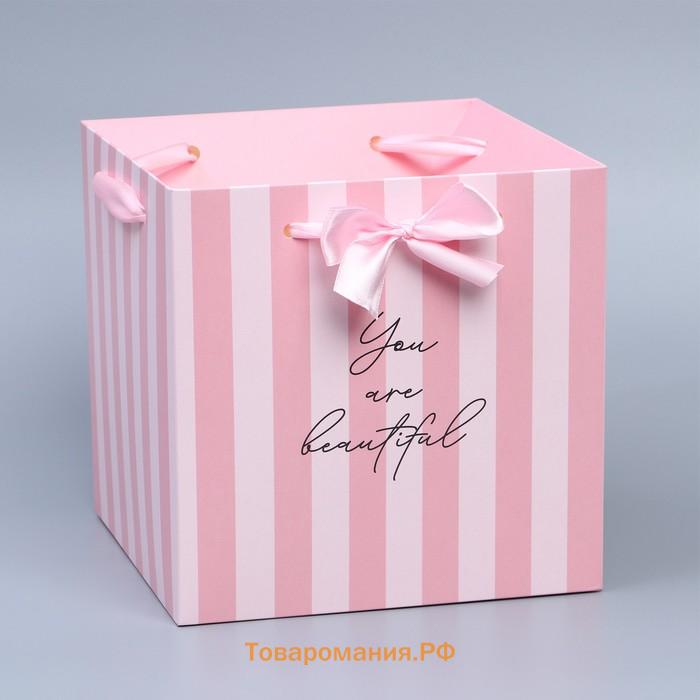 Коробка с лентами «Ты прекрасна», 19 × 19 × 19 см