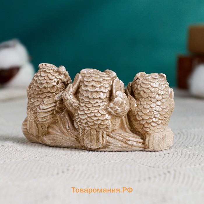 Фигура "Три совы на жердочке" коричневая, 10х6х5см