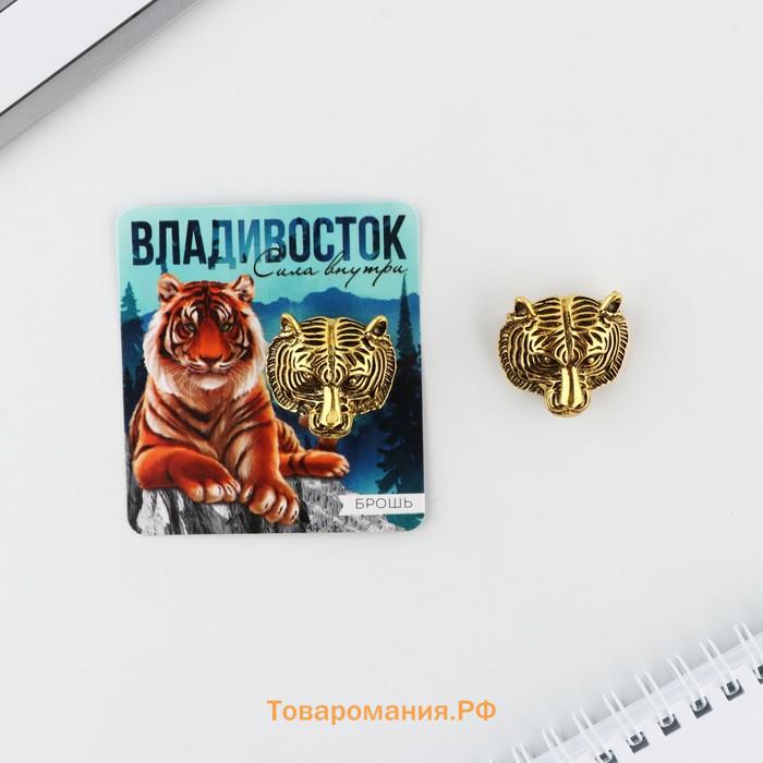 Брошь «Владивосток» тигр, в золоте