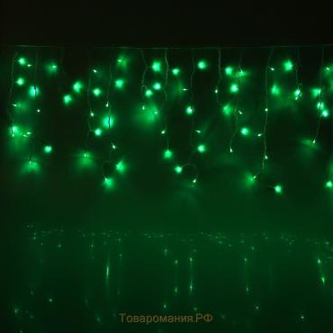 Гирлянда «Бахрома» 3 × 0.6 м, IP44, УМС, белая нить, 160 LED, свечение зелёное, 220 В