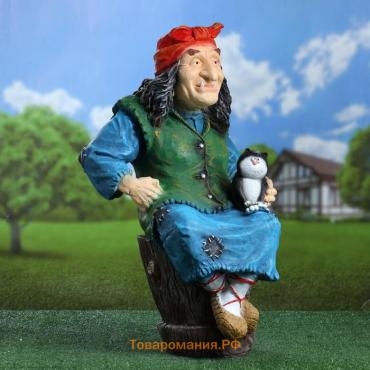 Садовая фигура из полистоуна «Баба Яга на ступе с кошкой», 74×36×40 см, МИКС