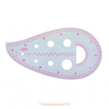 Лекало портновское метрическое «Капля», с проймой, 25 × 13,5 см, толщина 0,5 мм, цвет прозрачный