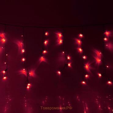Гирлянда «Бахрома» 3 × 0.6 м, IP44, УМС, тёмная нить, 160 LED, свечение красное, 220 В