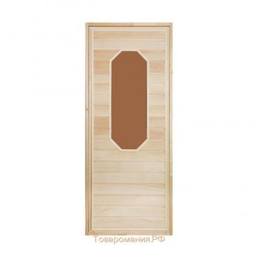 Дверь для бани со стеклом "Ромашка", 160×80см