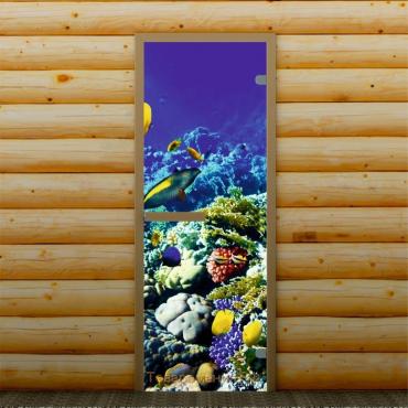 Дверь левое открывание "Морское дно", 190 х 67 см, с фотопечатью 6 мм Добропаровъ