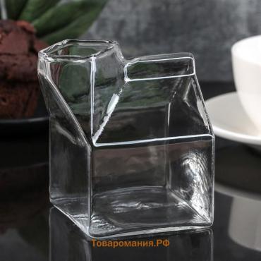 Молочник стеклянный «Пакет», 400 мл, 9×7×10,3 см