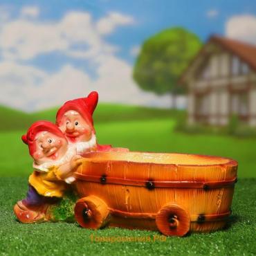Садовая фигура из гипса «Два гнома с телегой», 19.5×32×17.5 см