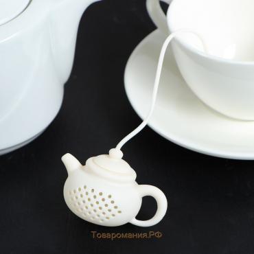 Ситечко для чая «Чайник», 5,5 см, цвет белый
