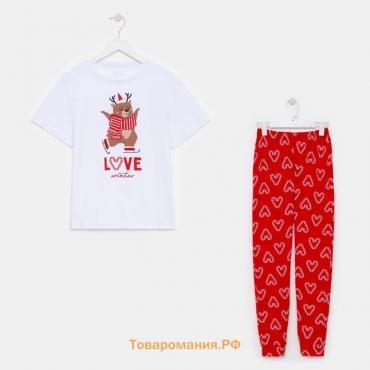 Пижама новогодняя женская (футболка и брюки) KAFTAN "Love" размер 44-46