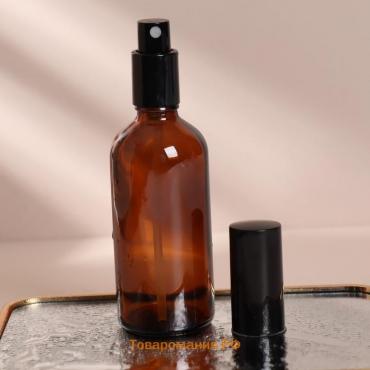 Флакон стеклянный для парфюма, с распылителем, 100 мл, цвет коричневый/чёрный