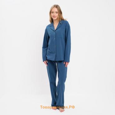 Пижама женская (рубашка и брюки) KAFTAN "Basic" р.48-50, синий