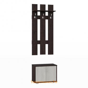 Секция с вешалкой «Афина», 600 × 343 × 2078 мм, 2 двери, дуб венге / ясень анкор светлый