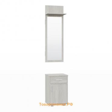 Тумба с зеркалом «Афина», 400 × 343 × 2078 мм, 1 дверь, 1 ящик, цвет ясень анкор светлый