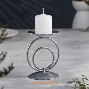 Подсвечник "Закат" металл на одну свечу, 8,3х11 см, серебро